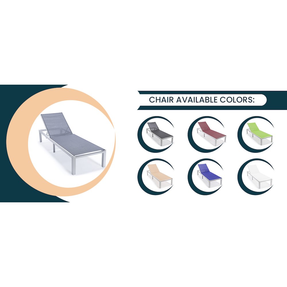 Marlin Modern White Aluminum Outdoor Patio Chaise Lounge Chair. Picture 30