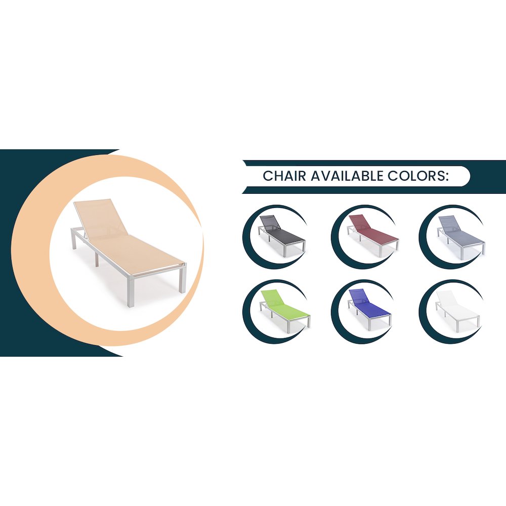 Marlin Modern White Aluminum Outdoor Patio Chaise Lounge Chair. Picture 30