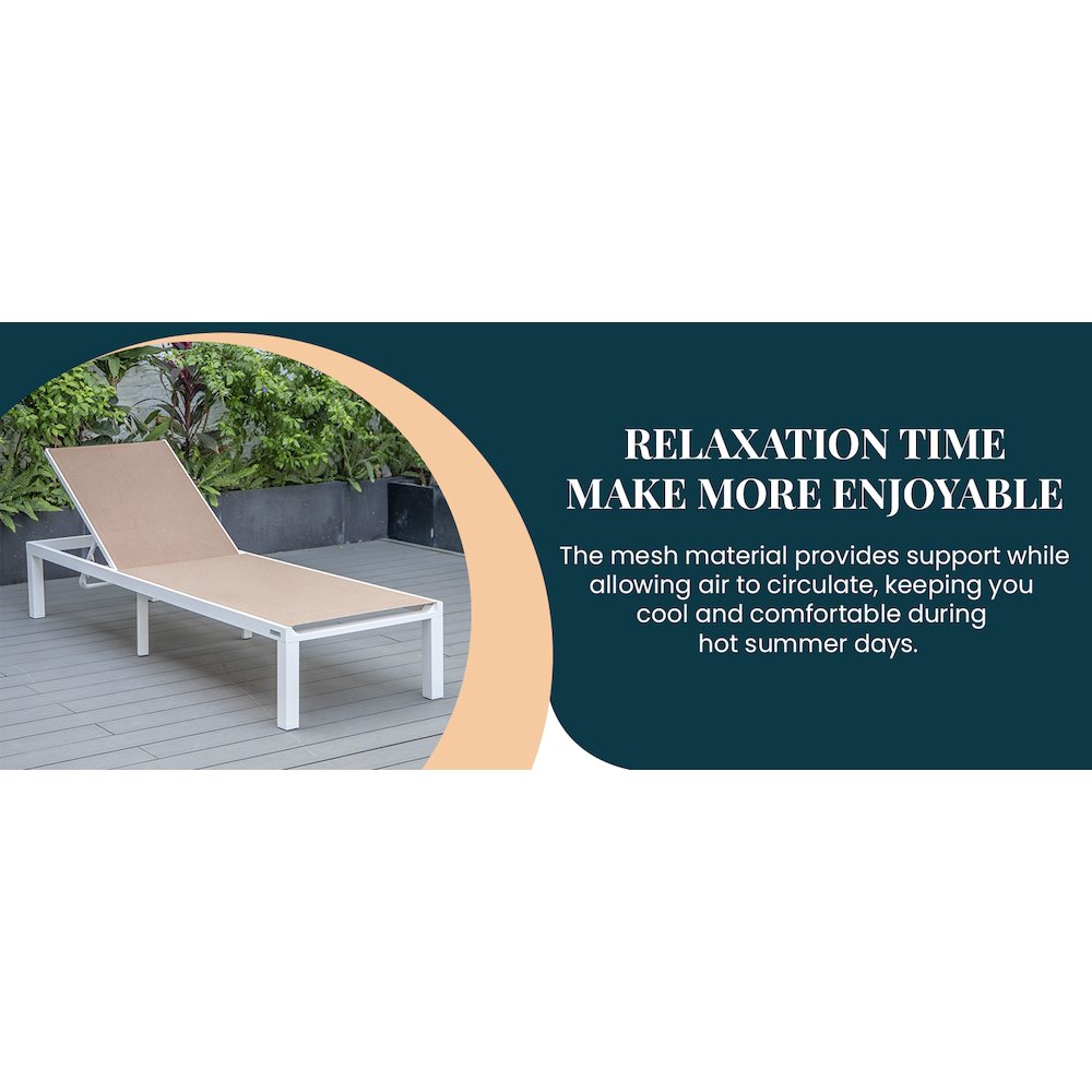 Marlin Modern White Aluminum Outdoor Patio Chaise Lounge Chair. Picture 33