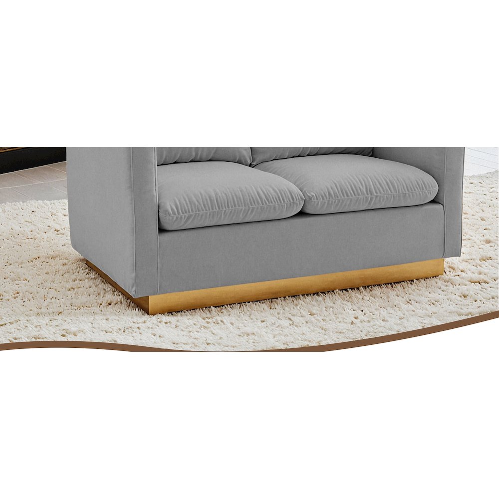 Nervo Modern Mid-Century Upholstered Velvet Loveseat with Gold Frame. Picture 11