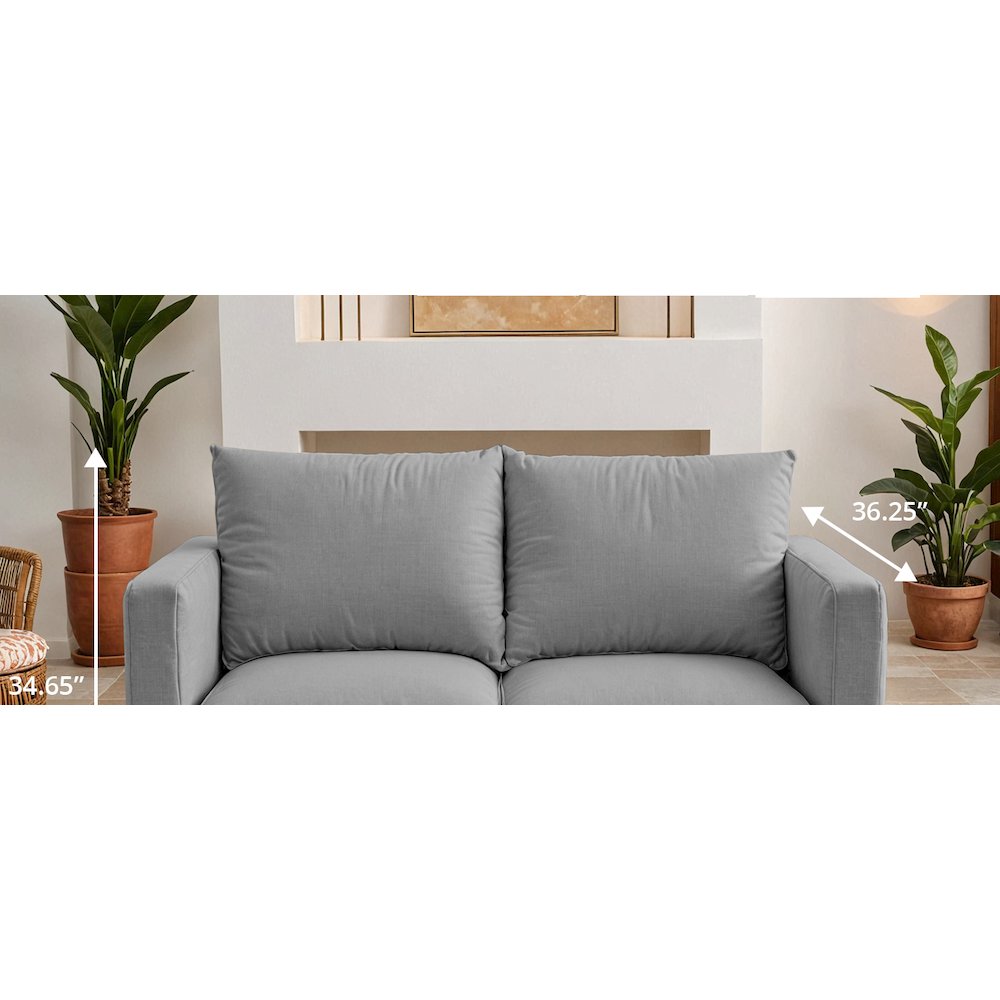 Nervo Modern Mid-Century Upholstered Velvet Loveseat with Gold Frame. Picture 15