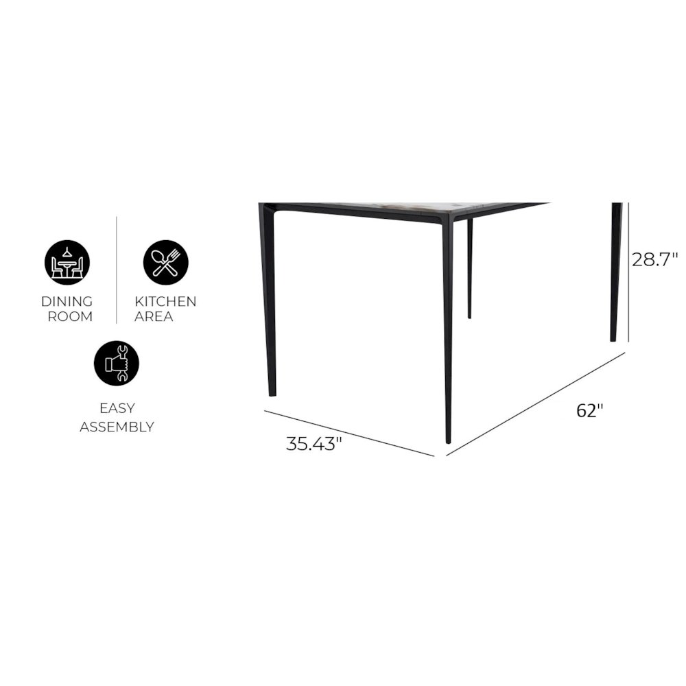Avo Series Modern Dining Table Black Base, With 55 Clear Glass Top. Picture 59