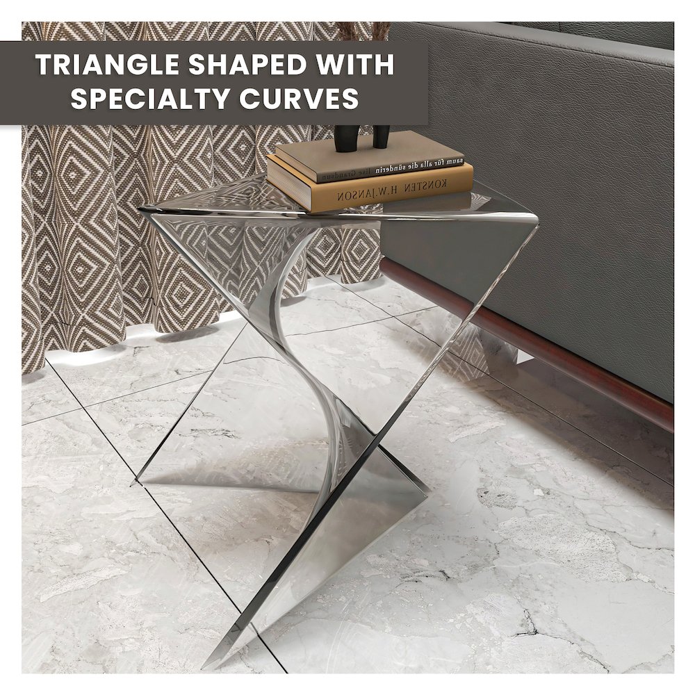 Randolph Modern Accent Side Table Indoor and Outdoor Use Clear Set of 2. Picture 26