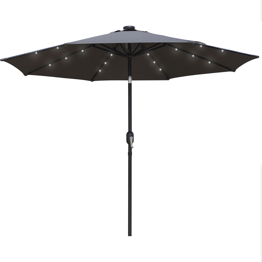 Sierra 9' Outdoor Patio Tilt Market Umbrella with Solar LED Lights. Picture 1