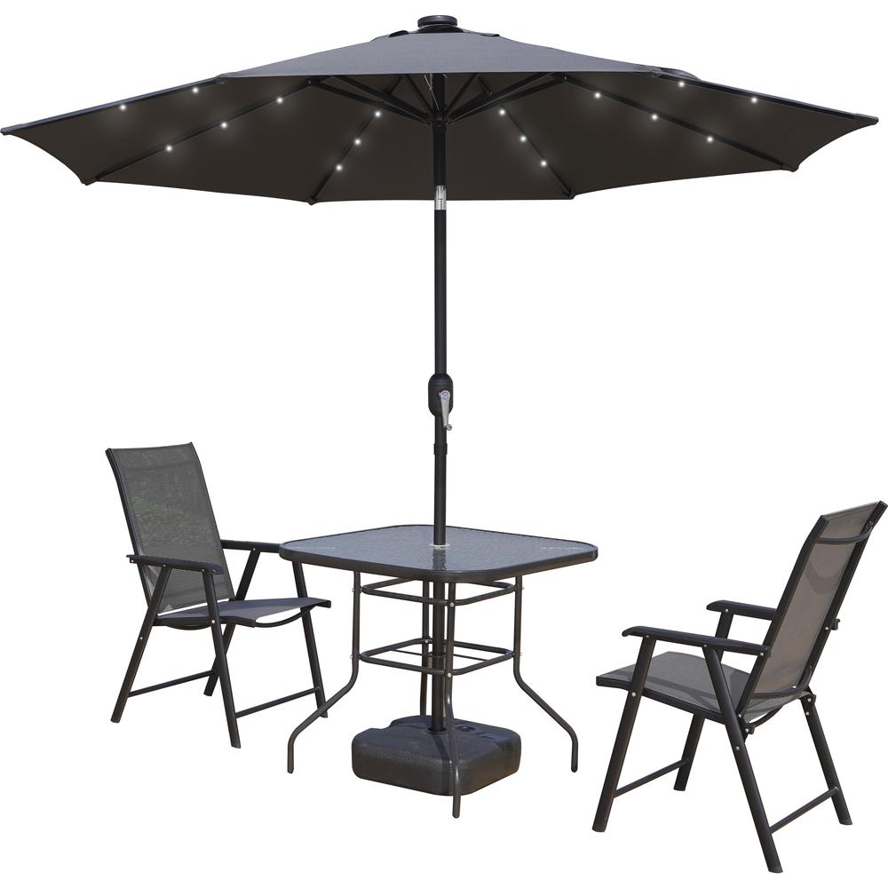 Sierra 9' Outdoor Patio Tilt Market Umbrella with Solar LED Lights. Picture 14