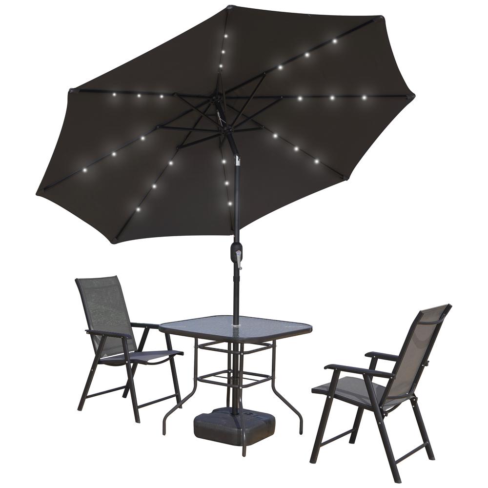 Sierra 9' Outdoor Patio Tilt Market Umbrella with Solar LED Lights. Picture 13