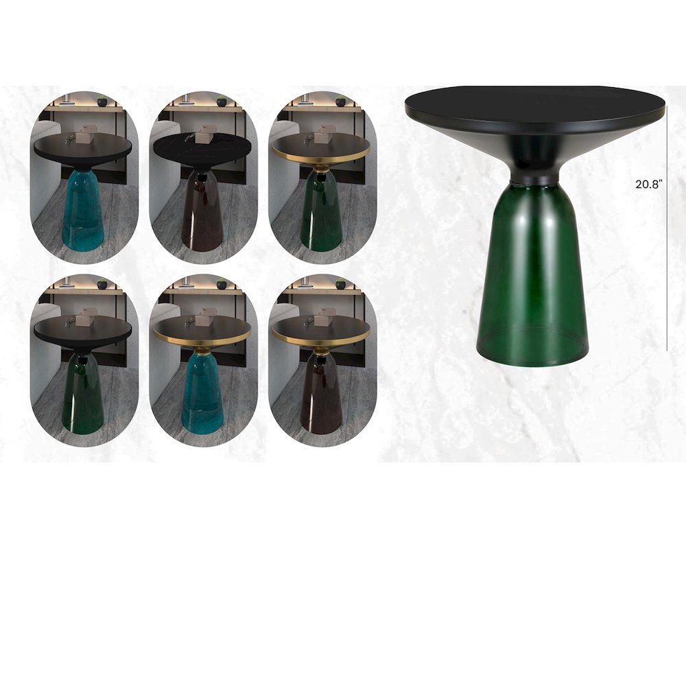 Tully Collection Glass side Table Green glass, Black Rim with Black Glass top. Picture 21