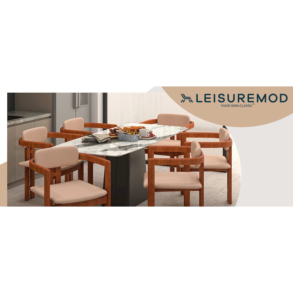 Velo Series Modern Dining Chair in Dark Natural Wood with Taupe Seat. Picture 19