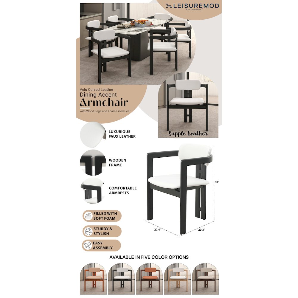 Velo Series Modern Dining Chair in Black Wood with Off White Seat. Picture 17