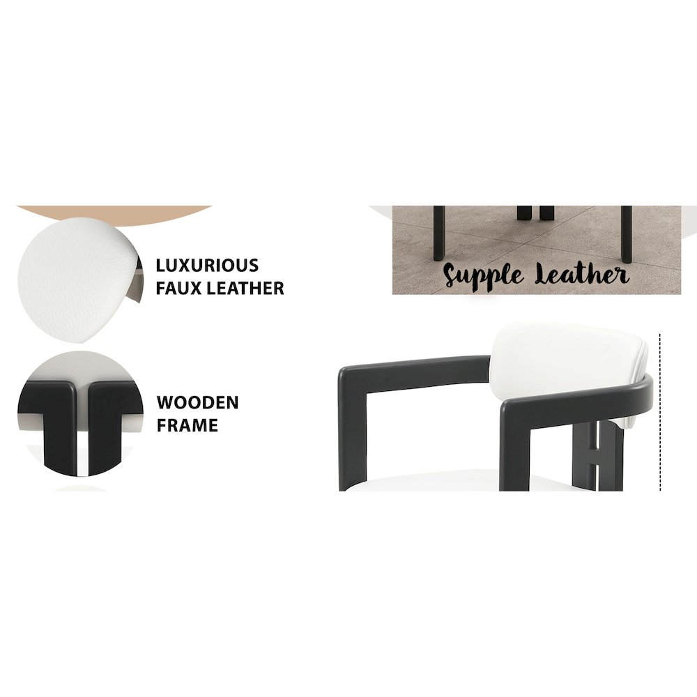 Velo Series Modern Dining Chair in Black Wood with Off White Seat. Picture 20