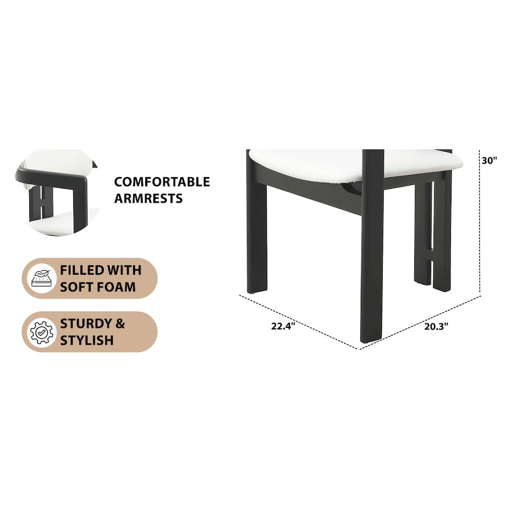 Velo Series Modern Dining Chair in Black Wood with Off White Seat. Picture 21