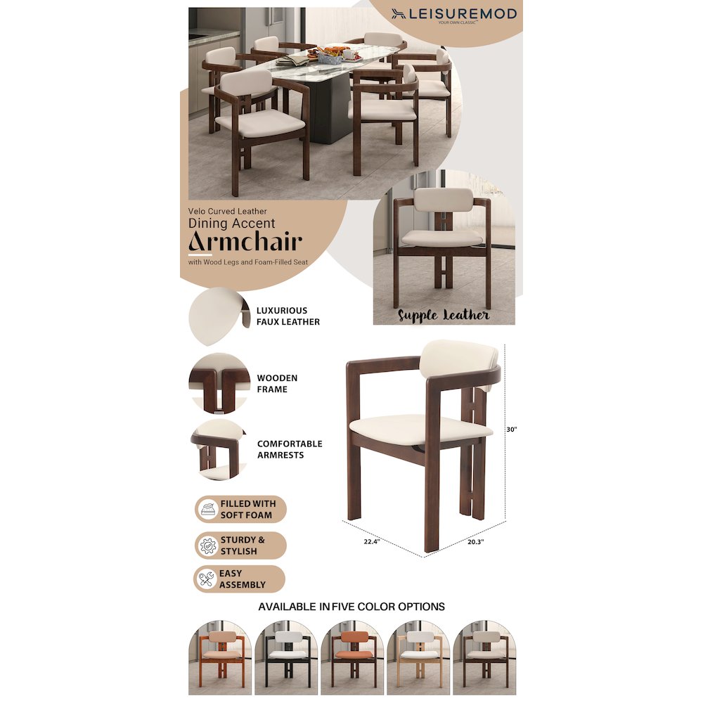 Velo Series Modern Dining Chair in Walnut Color Wood with Toupe Seat. Picture 17