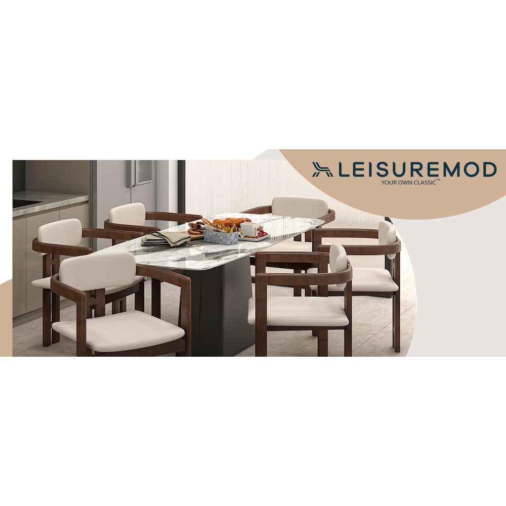 Velo Series Modern Dining Chair in Walnut Color Wood with Toupe Seat. Picture 19