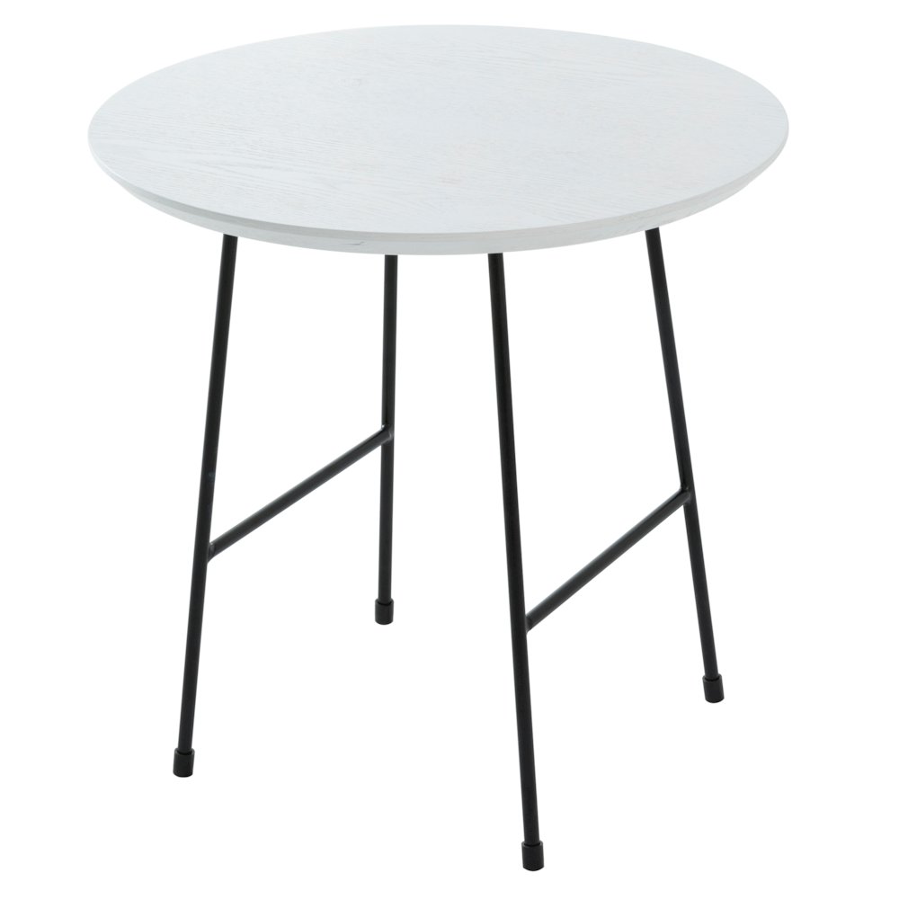 Rossmore Mid Century Modern Round Side Table With Black Steel Frame. Picture 22