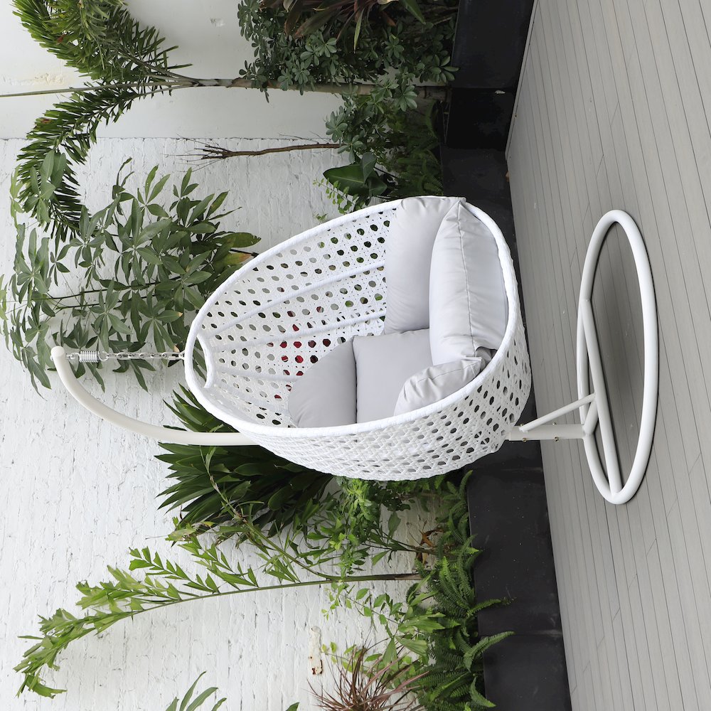 White Wicker Hanging Egg Swing Chair. Picture 2