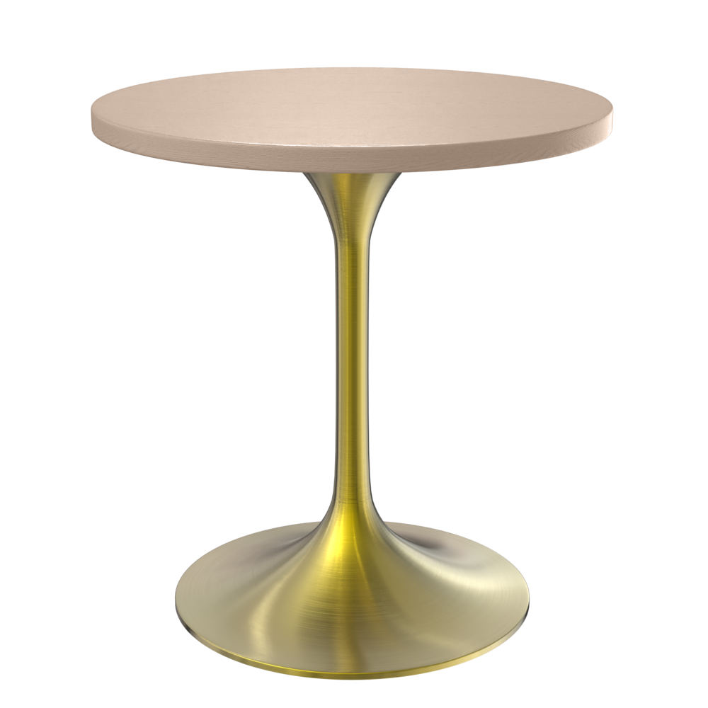 Verve 27" Round Dining Table, Brushed Gold Base with Light Natural Wood MDF Top. Picture 1