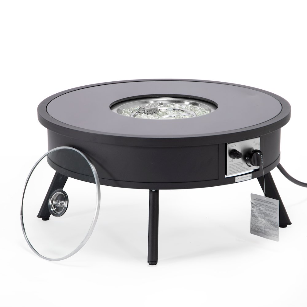 Walbrooke Outdoor Patio Aluminum Round Fire Pit Side Table. Picture 3