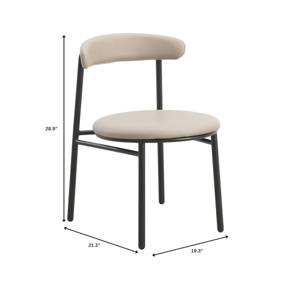Lume Collection Modern Dining Chair in Dark Taupe Set of 2. Picture 14