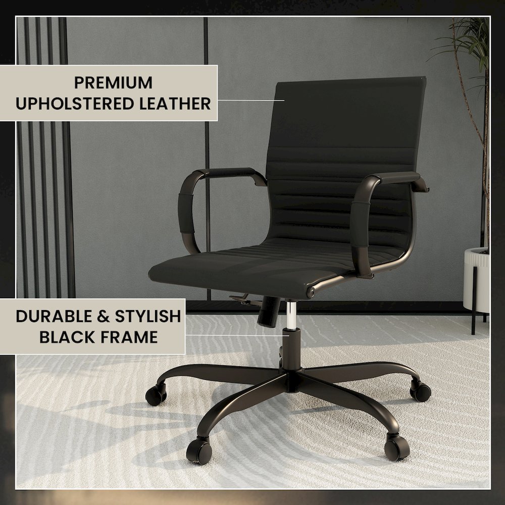 Harris Leather Home Office Chair With Black Frame in Black. Picture 18