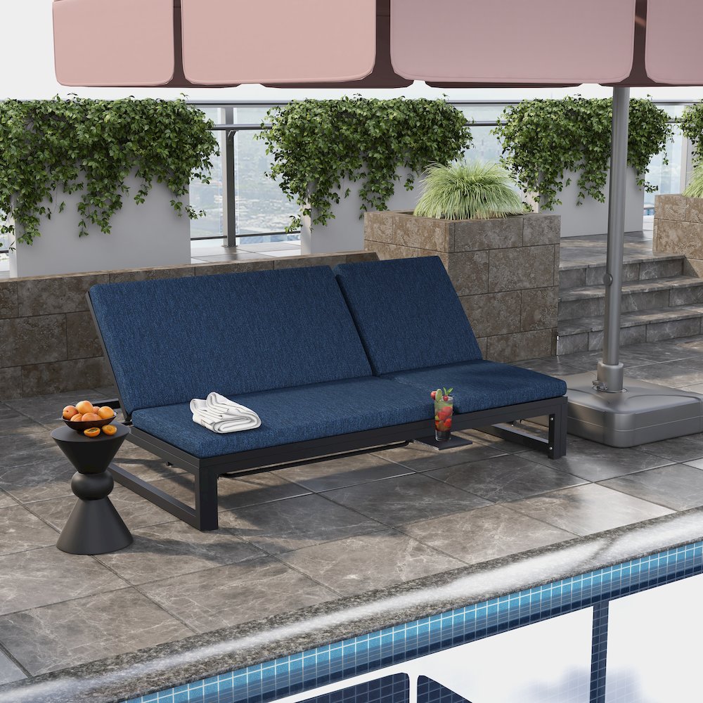 Chelsea Convertible Lounge Reclining Double Chaise With Cushions. Picture 7