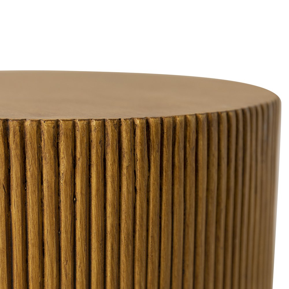 Eden Collection Fiberglass Outdoor Side Table in Wood Brown. Picture 13