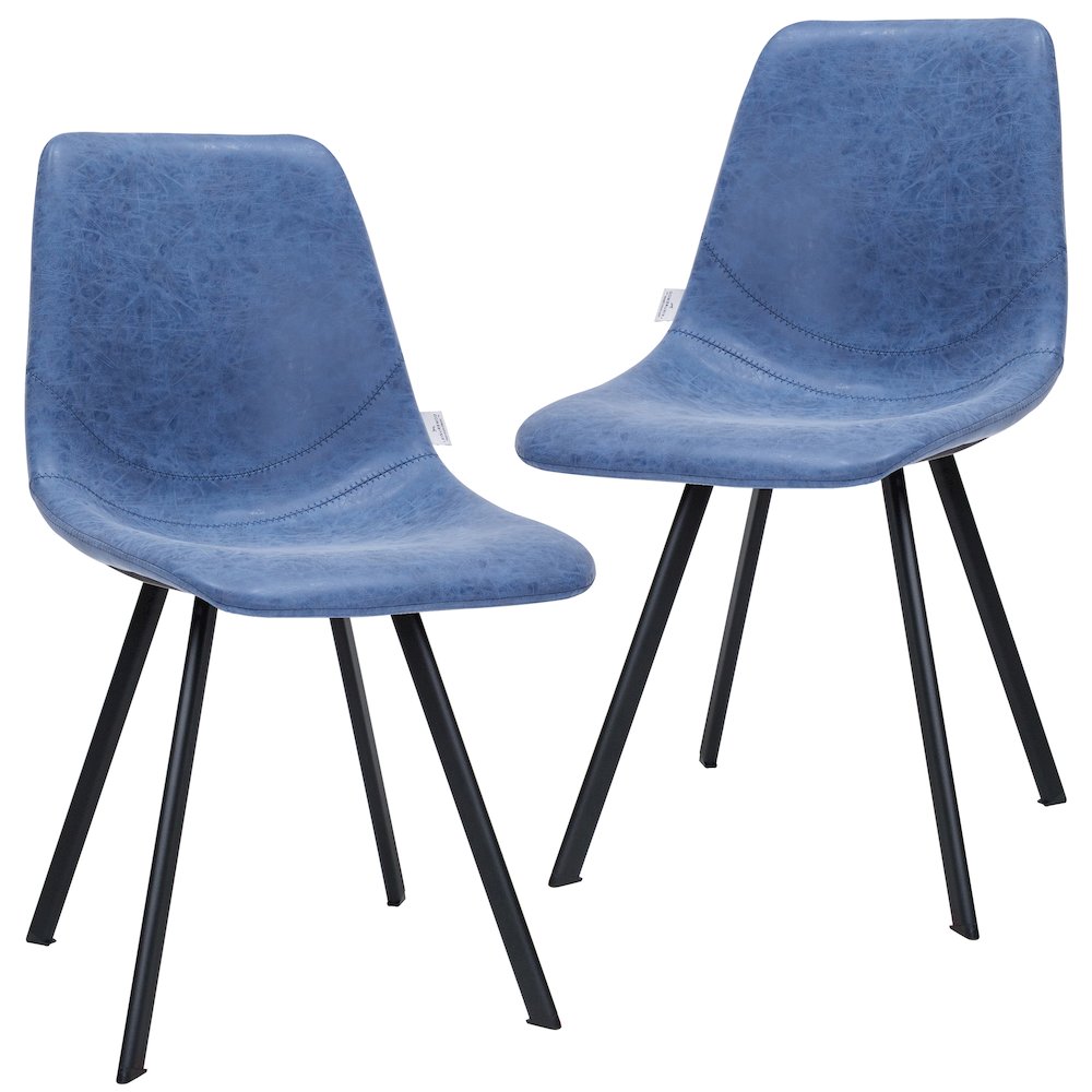 Markley Modern Leather Dining Chair With Metal Legs Set of 2. Picture 1