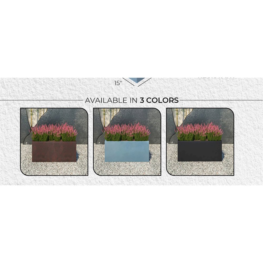 Bloom Series Poly Stone Planter 9" , 19.7" Long In Aged Concrete. Picture 24