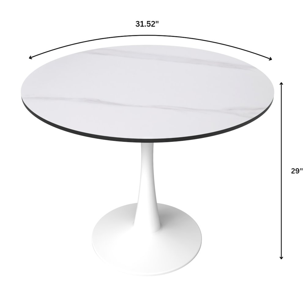 Bristol 31" round dining table White base with White Sintered stone Top. Picture 21