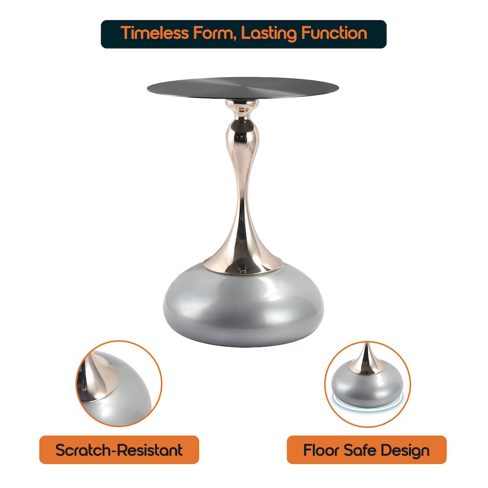 Savoy Collection Modern End Table In Silver. Picture 23
