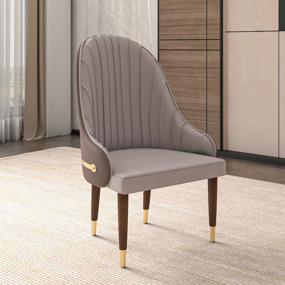 Elara Collection Wooden Dining Chair in Two-Tone Toupe Set of 4. Picture 9
