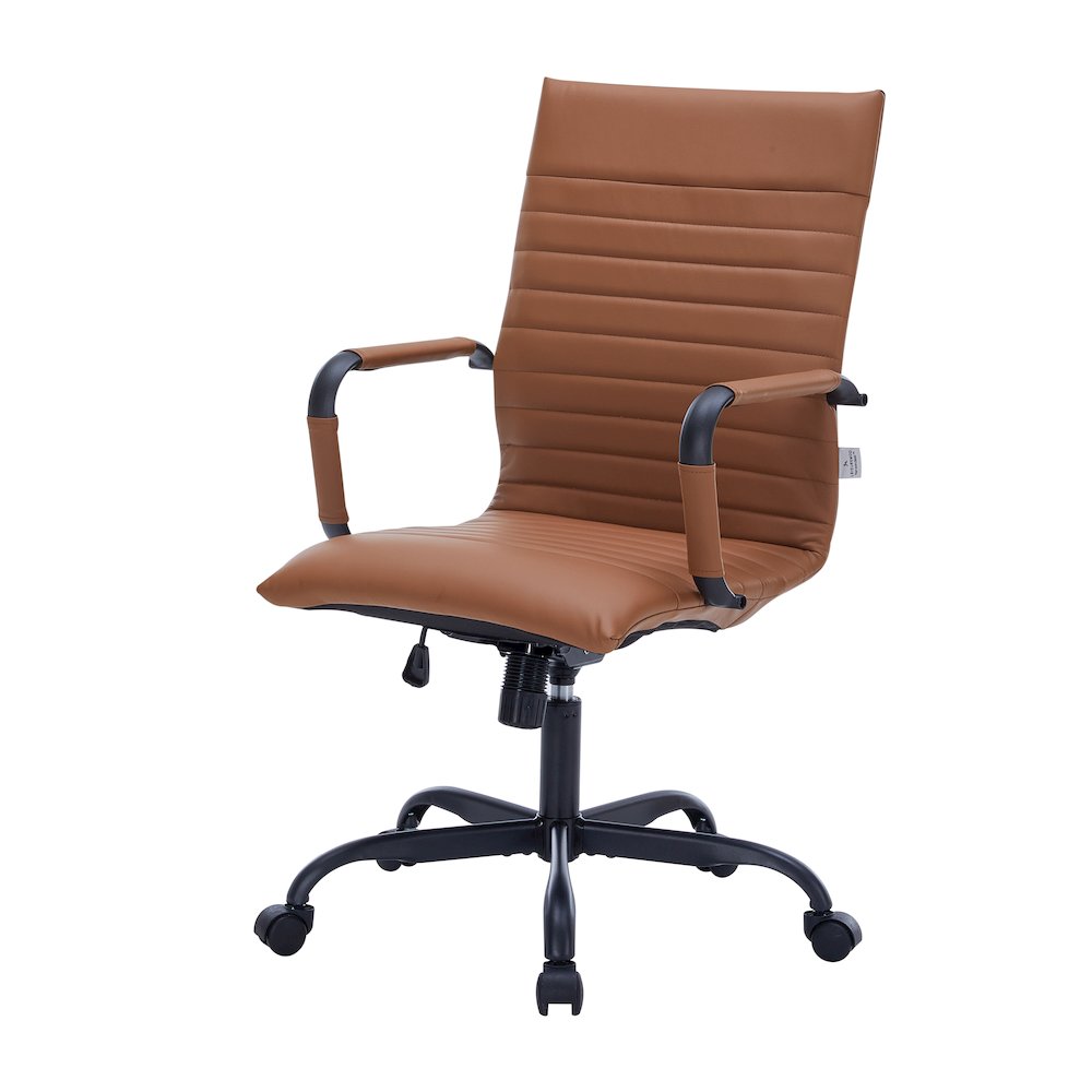Harris Leather Home High-Back Office Chair in Light Brown With Black Frame. Picture 15