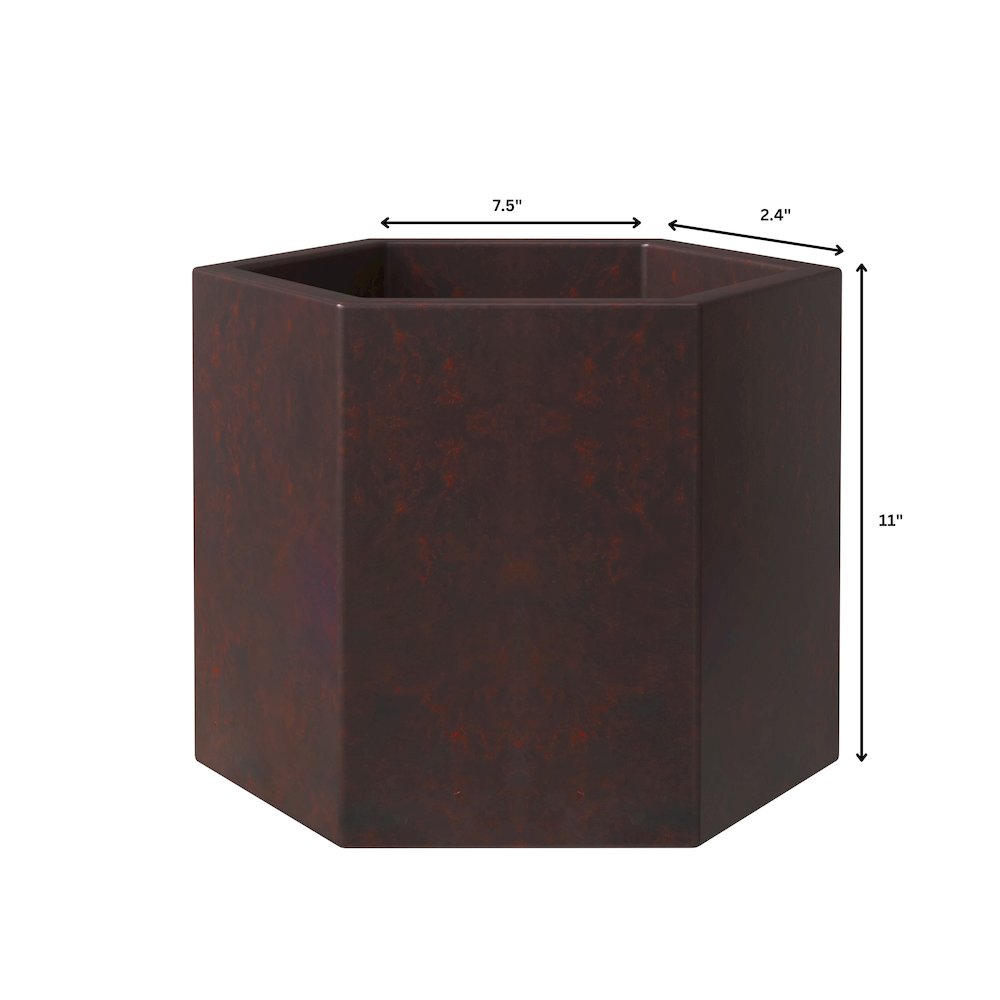 Thicket Series Poly Stone Planter in Brown 11 High. Picture 9