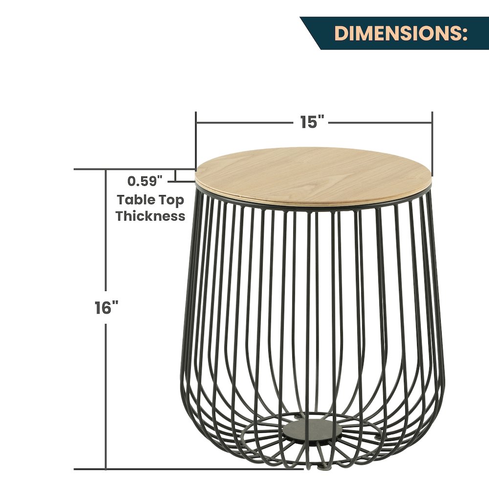Runswick Modern Wood Top End Table With Metal Base in Natural Wood. Picture 1