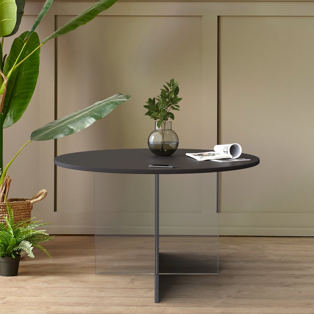 Valore Collection 28" Acrylic Side Table With Black Top. Picture 4