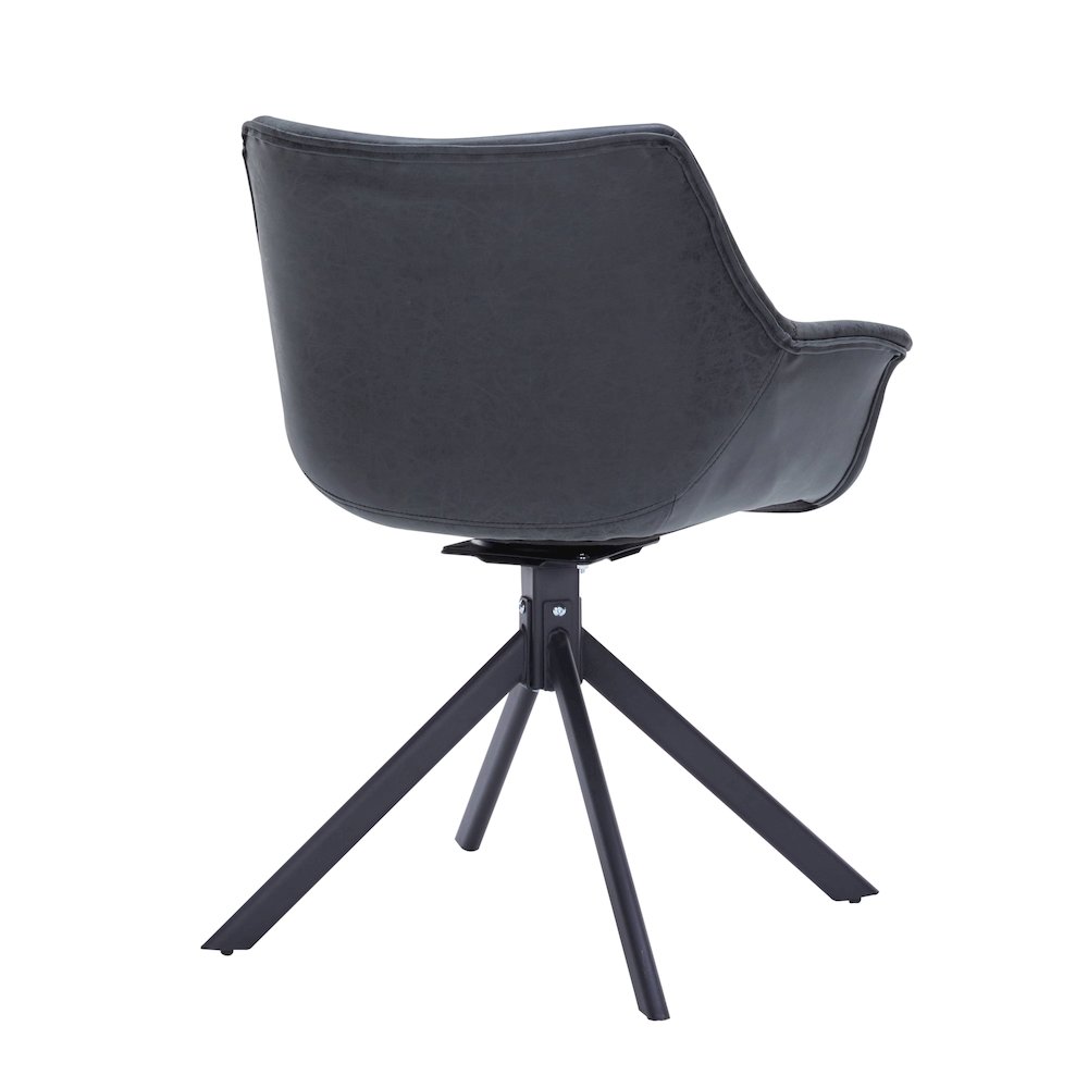 Markley Modern Leather Dining Swival Arm Chair in Black. Picture 9