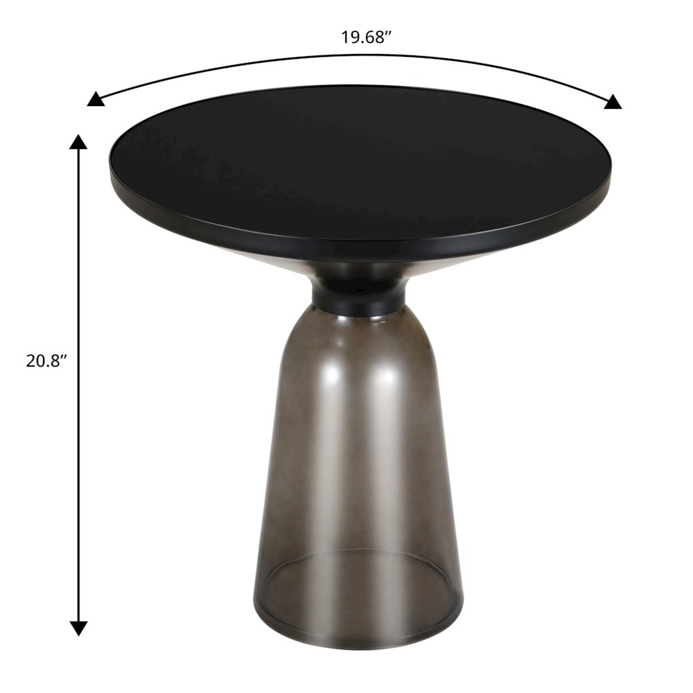 Tully Collection Glass side Table Grey glass, Black Rim with Black Glass top. Picture 18