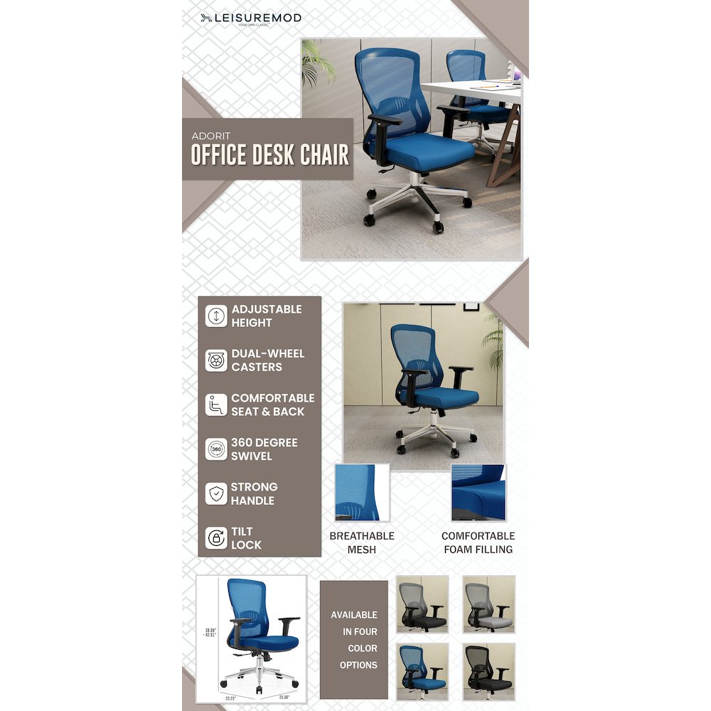 Office Adorit Series Office Task Chair In Blue. Picture 39