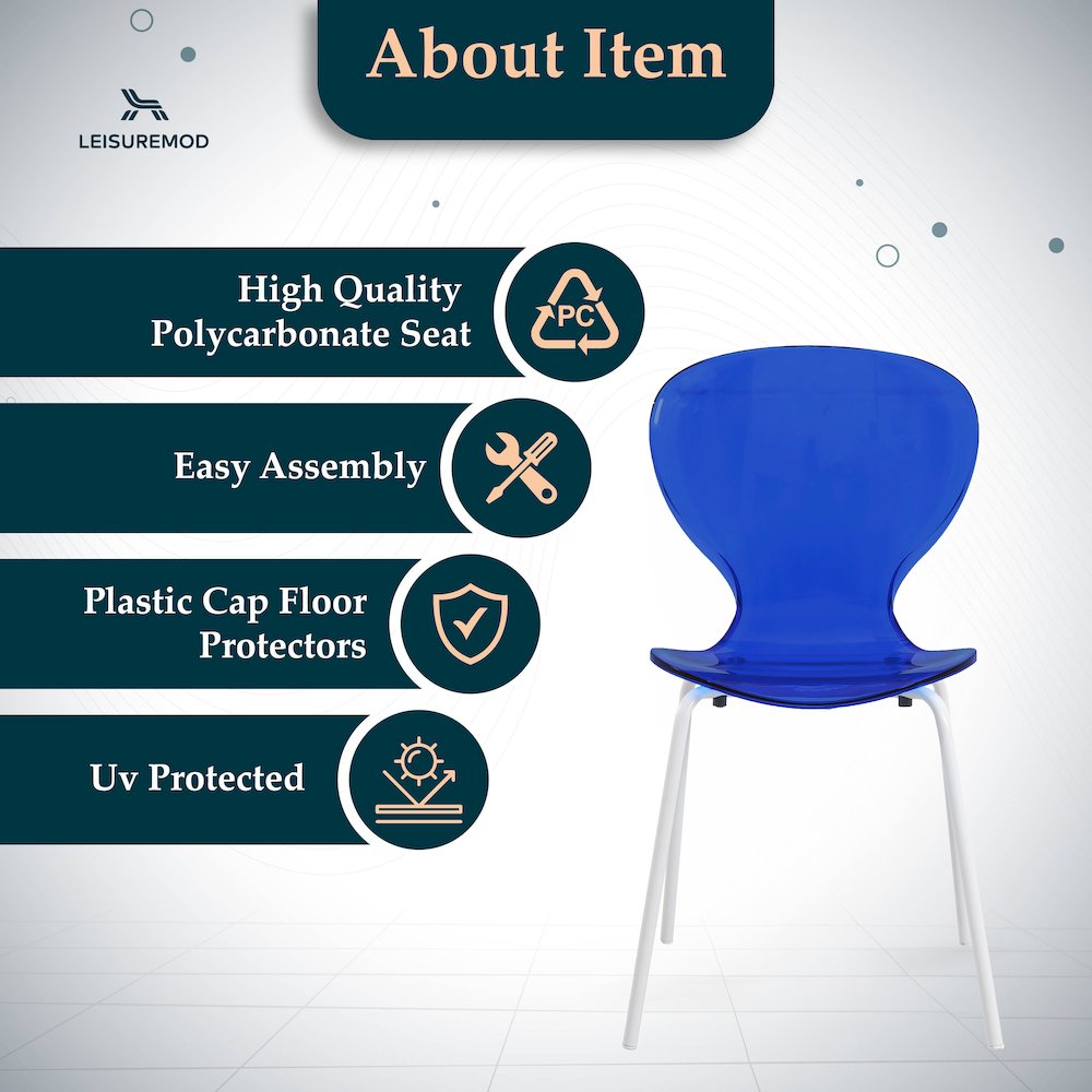 Modern Oyster Transparent Side Chair in White Base. Picture 10