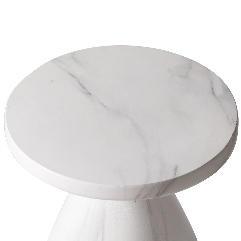Dune Collection Fiberglass Outdoor Side Table in Marble White. Picture 15