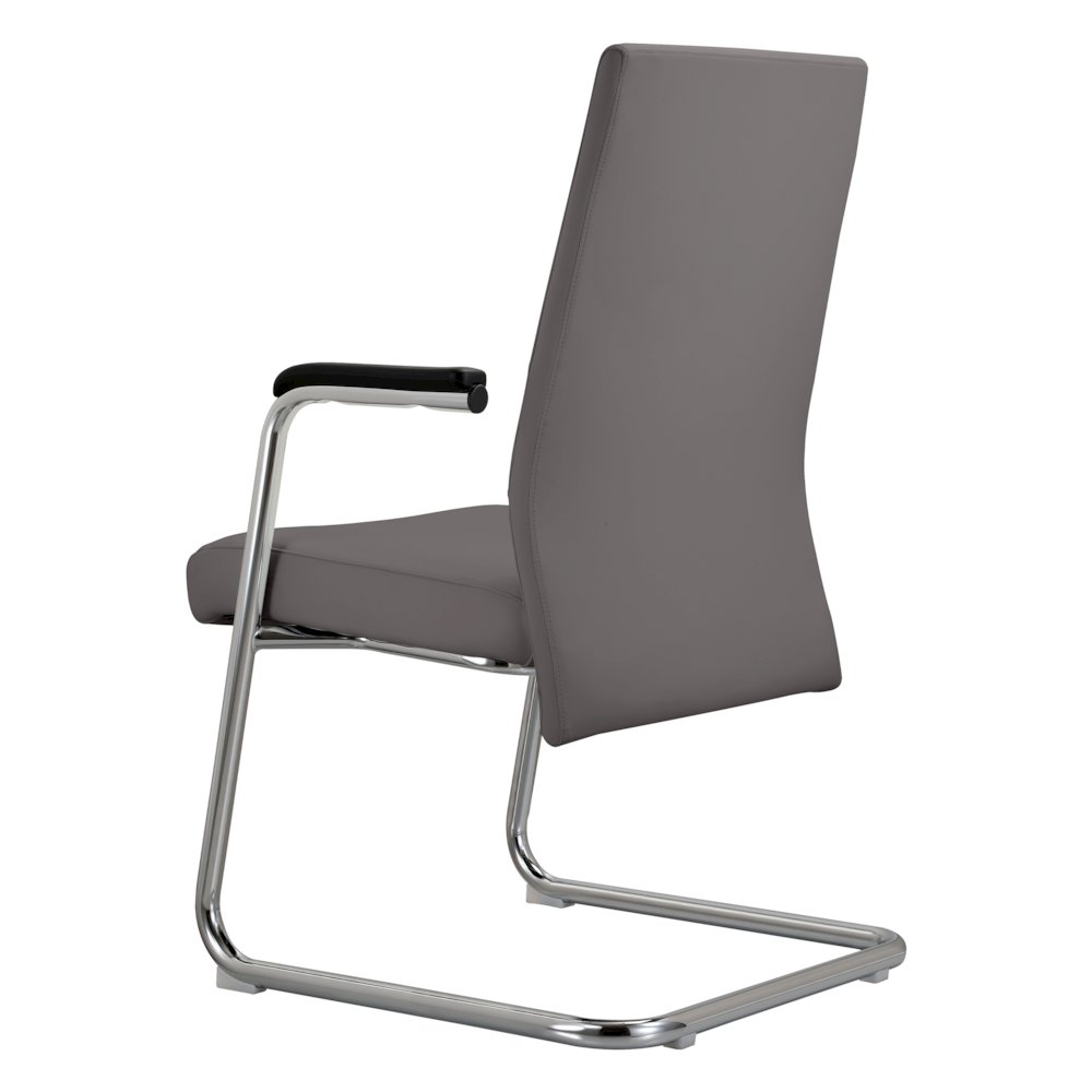 Aleen Series Guest Office Chair In Grey Leather. Picture 13