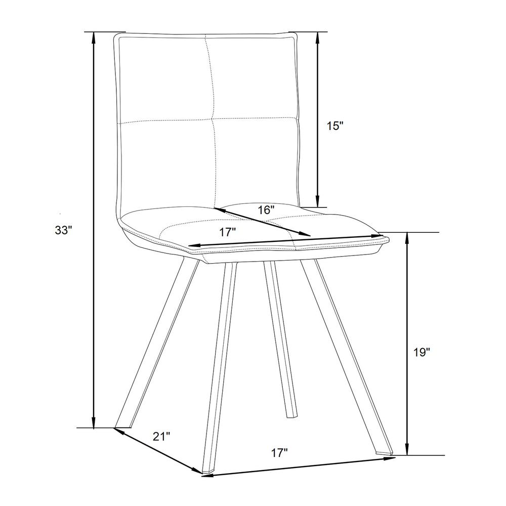 Wesley Modern Leather Dining Chair With Metal Legs. Picture 2