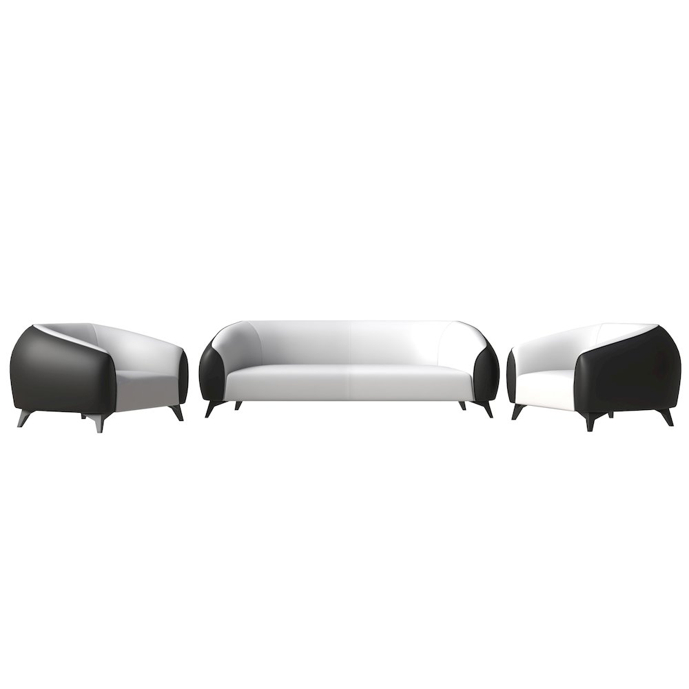 Opula Collection Sofa Set, 2 Single Seaters, and 3 seater In Black\White. Picture 5
