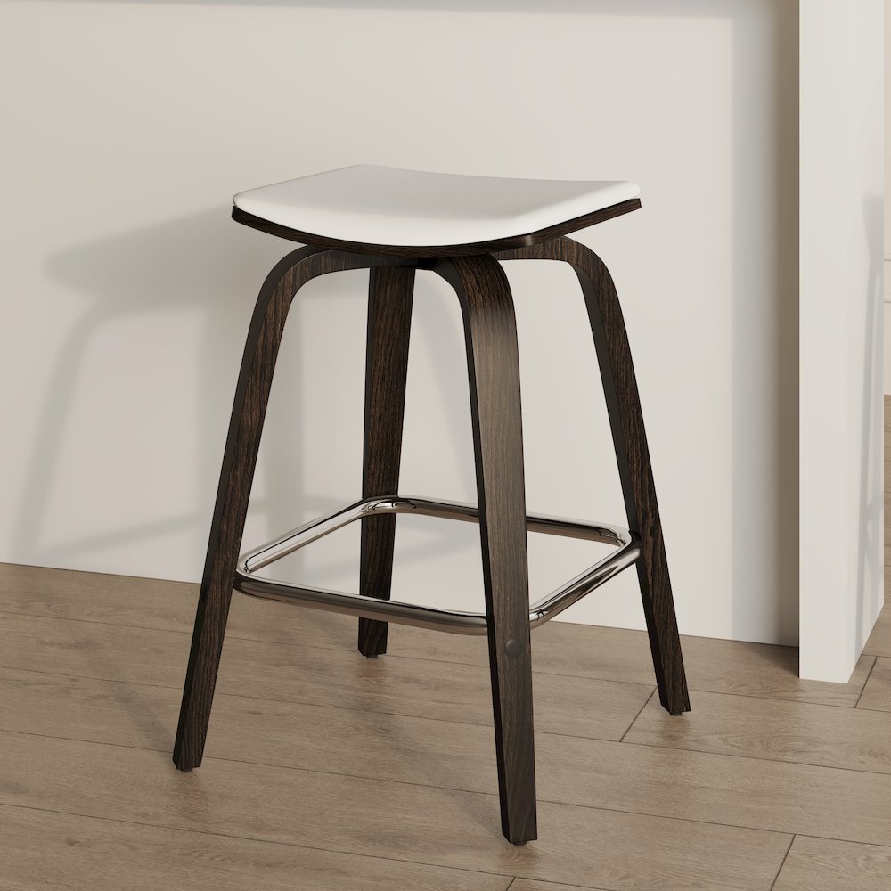 Wooden Counter Stool in White. Picture 8