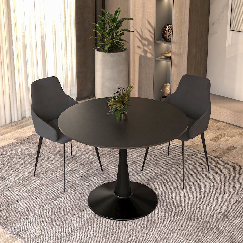 Bristol, 40" Round dining table in Black Base with Black top. Picture 11