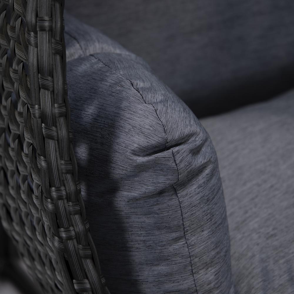 LeisureMod MendozaWicker Hanging 2 person Egg Swing Chair in Charcoal Blue. Picture 9