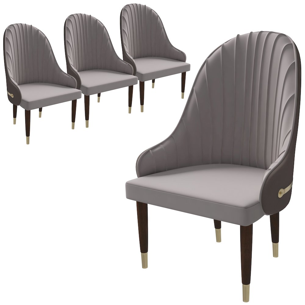 Elara Collection Wooden Dining Chair in Two-Tone Toupe Set of 4. Picture 2