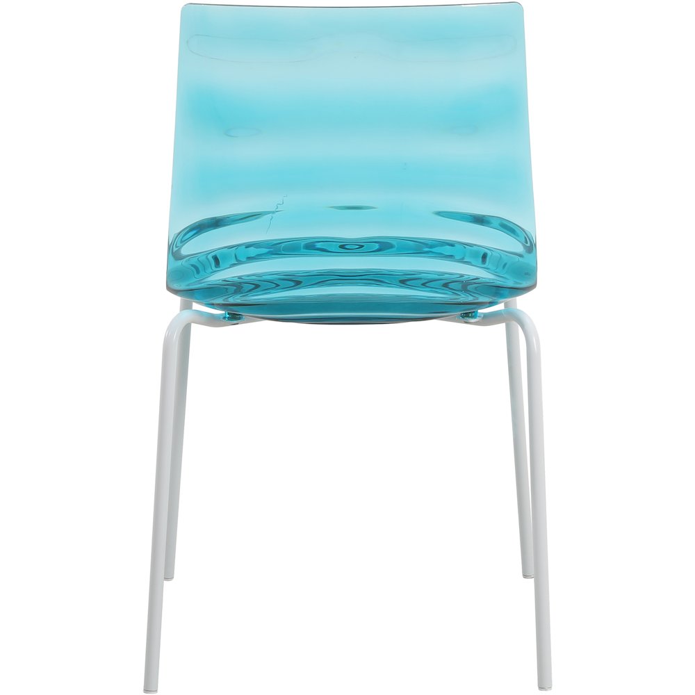 Astor Water Ripple Design Dining Chair in White Base Trans Blue Seat. Picture 11