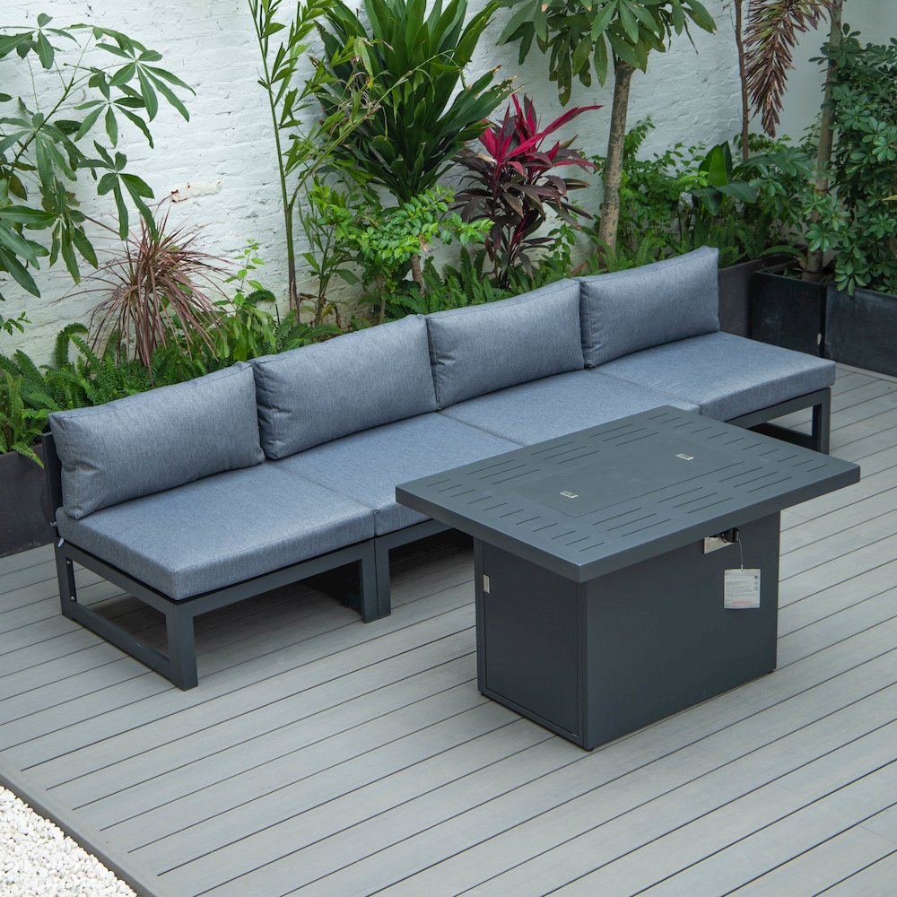 Chelsea 5-Piece Middle Patio Chairs and Fire Pit Table. Picture 7