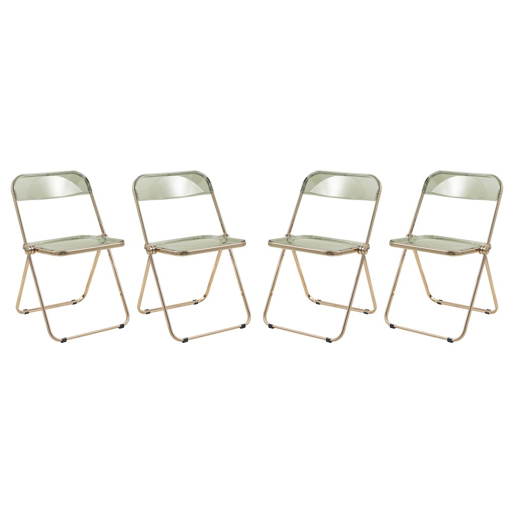 Lawrence Acrylic Folding Chair With Gold Metal Frame, Set of 4. Picture 15