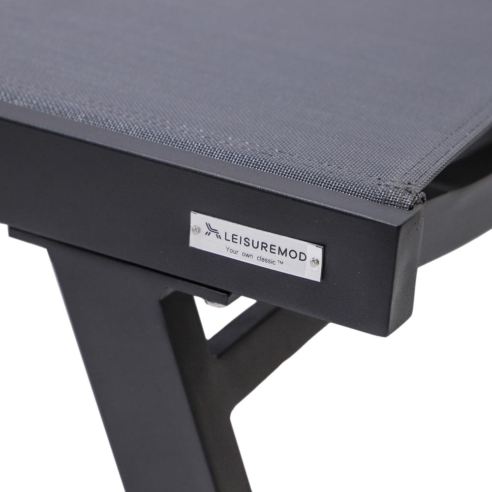Marlin Patio Chaise Lounge Chair With Armrests in Black Aluminum Frame. Picture 10